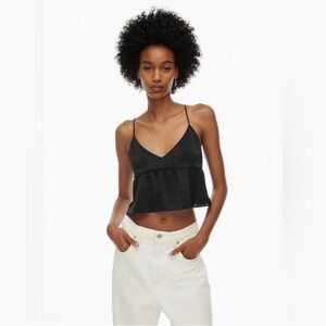 Aritzia Wilfred Black Satin Camisole Top